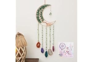 DREAMSUM Green Agate Dream Catchers with Crystal Tree of Life Gemstone Dream Catchers Natural Gem Agate Wall Hangings Room Dreamcatchers Decor (Green)