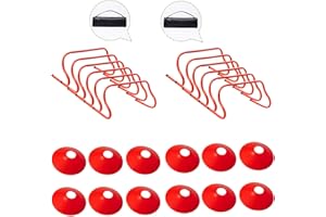12 Speed Training Hurdles with 12 Marker Cones, Agility Training Hurdles Track Field Hurdles for Soccer Basketball Hockey and