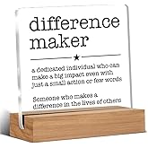 Appreciation Gifts for Leader Boss Mentor Coworker Teacher Difference Maker Gift Difference Maker Definition Clear Desk Decorative Sign Acrylic Sign With Wooden Stand for Desk Table Shelf