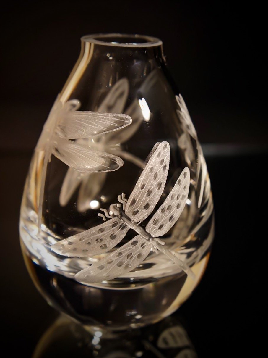 hand engraved hand carved Hand etched dragonflies house warming