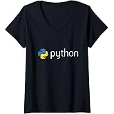 Womens Python Programmer T-Shirt Computer Developers tee V-Neck T-Shirt