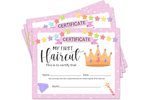JIRIM-BEUTY 25 Pink Crown My First Haircut Certificate for Baby Girls Kids First Haircut Keepsake Certificate Milestone Marker First Haircut Award for Kids Baby Girl Hair Salon 8 x10 Inches