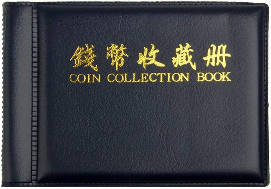 FlowersSea 1 Pack Coin Collection Album Money Pocket Collection Holder 60 Coins Holders Currency Storage Album Book Can Hold 50P and 2 Pound Coins (Black, 1 PC)