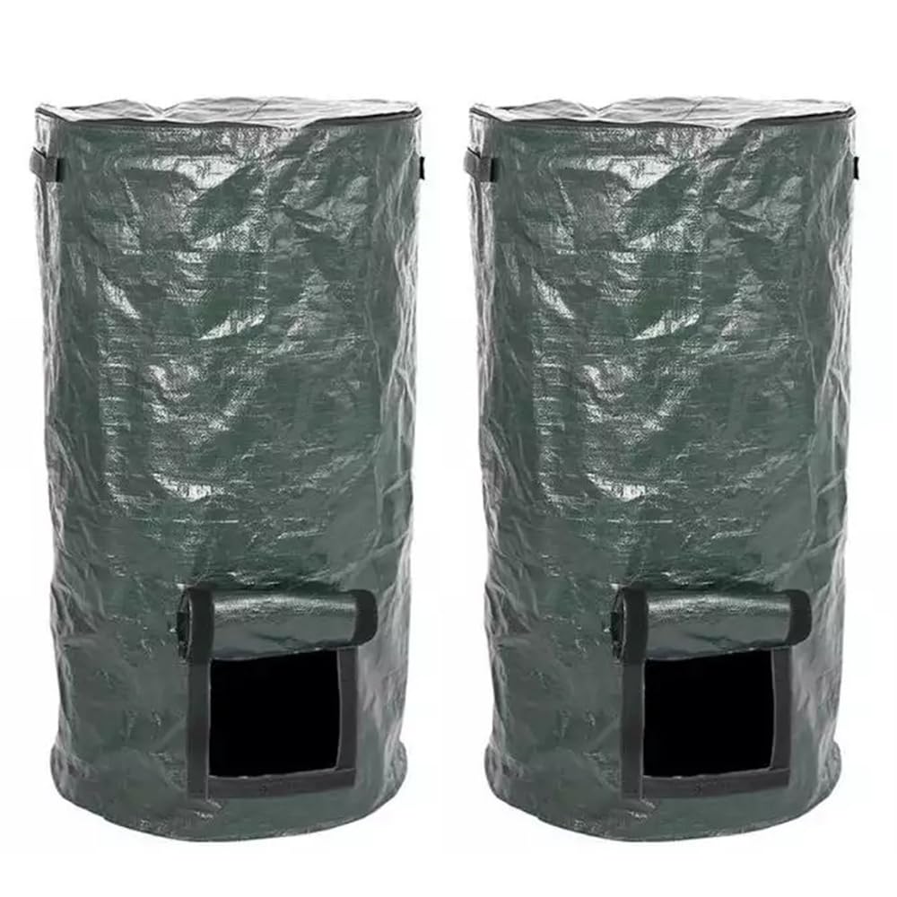 TopHomer 2 Pcs Garden Waste Bags, 34 Gal Heavy Duty Green Garden Waste Sacks with Handles, Reusable Outdoor Trash Bags for Leaf, Trash, Debris