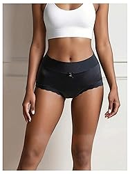 SOLY HUX Women's Satin Silk Briefs Scallop Trim No