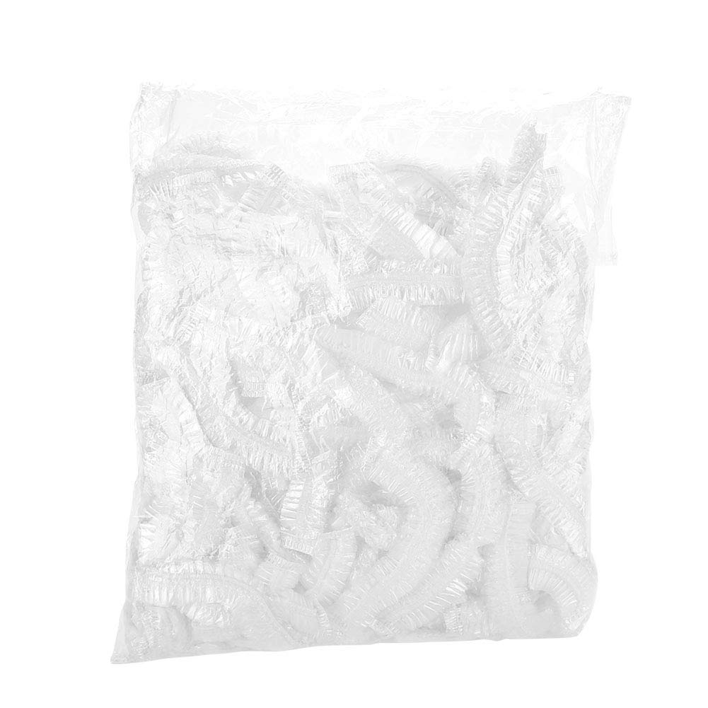 100pcs Disposable shower caps Bath Hat Transparent Travel Portable Hair Cap elastic plastic waterproof hair caps For Clear Disposable Shower For Spa Salon