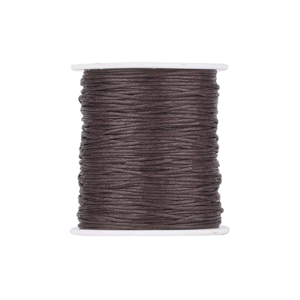 PandaHall 100 Yards/Roll Braided Cotton Cord 1mm Waxed Cotton Cord String for DIY Jewelry Making(CoconutBrown)