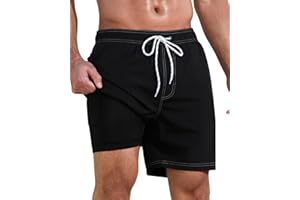 difficort Mens Swim Trunks with Compression Liner Quick-Dry Bathing Suit with Zipper Pockets