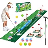 VATOS Golf Putting Set for Kids - Light up Golf Game Toys with Putting Mat, Putter, 3 Holes & 6 Balls (3 Glow), Indoor Outdoor Yard Golfs Game Sports Toys, Birthday Gifts for Boys Girls Kids 3-8
