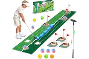 VATOS Golf Putting Set for Kids - Light up Golf Game Toys with Putting Mat, Putter, 3 Holes & 6 Balls (3 Glow), Indoor Outdoor Yard Golfs Game Sports Toys, Birthday Gifts for Boys Girls Kids 3-8