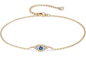 LOYATA Dainty Ankle Bracelet,14K Gold Plated Tiny Bead Anklet Dainty White Cubic Zirconia Cross Tassel Foot Chain Cute Lucky Moon Evil Eye Foot Jewelry Boho Anklets for Women