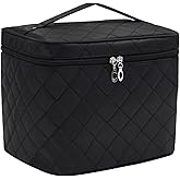 Yuknees Makeup Bag Cosmetic Travel Bag Large Make Up Bag with Handle Zipper Makeup case Waterproof Cosmetic Pouch for Purse Makeup Brush Bags for Women Girls-Black
