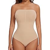 SHAPERIN Strapless Bodysuit with Bras Tummy Control Shapewear Shaper Tube Tops Body Suit One Piece Leotard