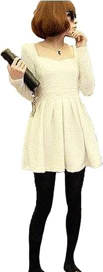 Amazon Mmoda エムモーダ レディース 長袖 ワンピース 冬 ひざ丈 パフスリーブ Aライン ワンピ ホワイト ワンピース チュニック 通販