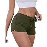 IECCP Sweat Shorts Women Comfy Workout Athletic Dolphin Shorts Low Rise Lounge Pajama Mini Shorts with Drawstring and Pockets
