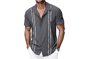 Mens Beach Shirts Collared Short Sleeve Tops Big and Tall Casual Button Down Shirts Summer Vacation Tops Cruise Wear