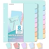 Forvencer 8-Tab Binder Dividers with Tabs, Big Tabs, Write&Erase Plastic Dividers for 3 Ring Binder, Binder Tabs for Organizers, 3 Ring Binder Dividers with Tabs for School Office (Pastels, 2 Set)