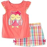 Bumeex Toddler Girls Summer Outfit Cotton Top and Shorts Clothing Set