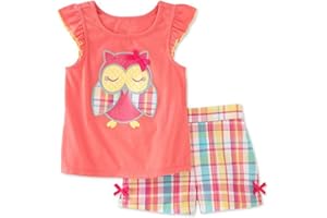 Bumeex Toddler Girls Summer Outfit Cotton Top and Shorts Clothing Set