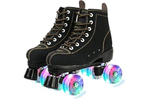XUDREZ Cowhide Roller Skates for Women and Men High-Top Shoes Double-Row Design,Adjustable Classic Premium Roller Skates