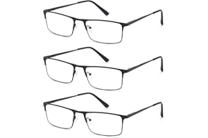 HIGHLIKE 3 Pack Reading Glasses for Men Blue Light Blocking Spring Hinge Readers - Anti Eyestrain/Glare/UV