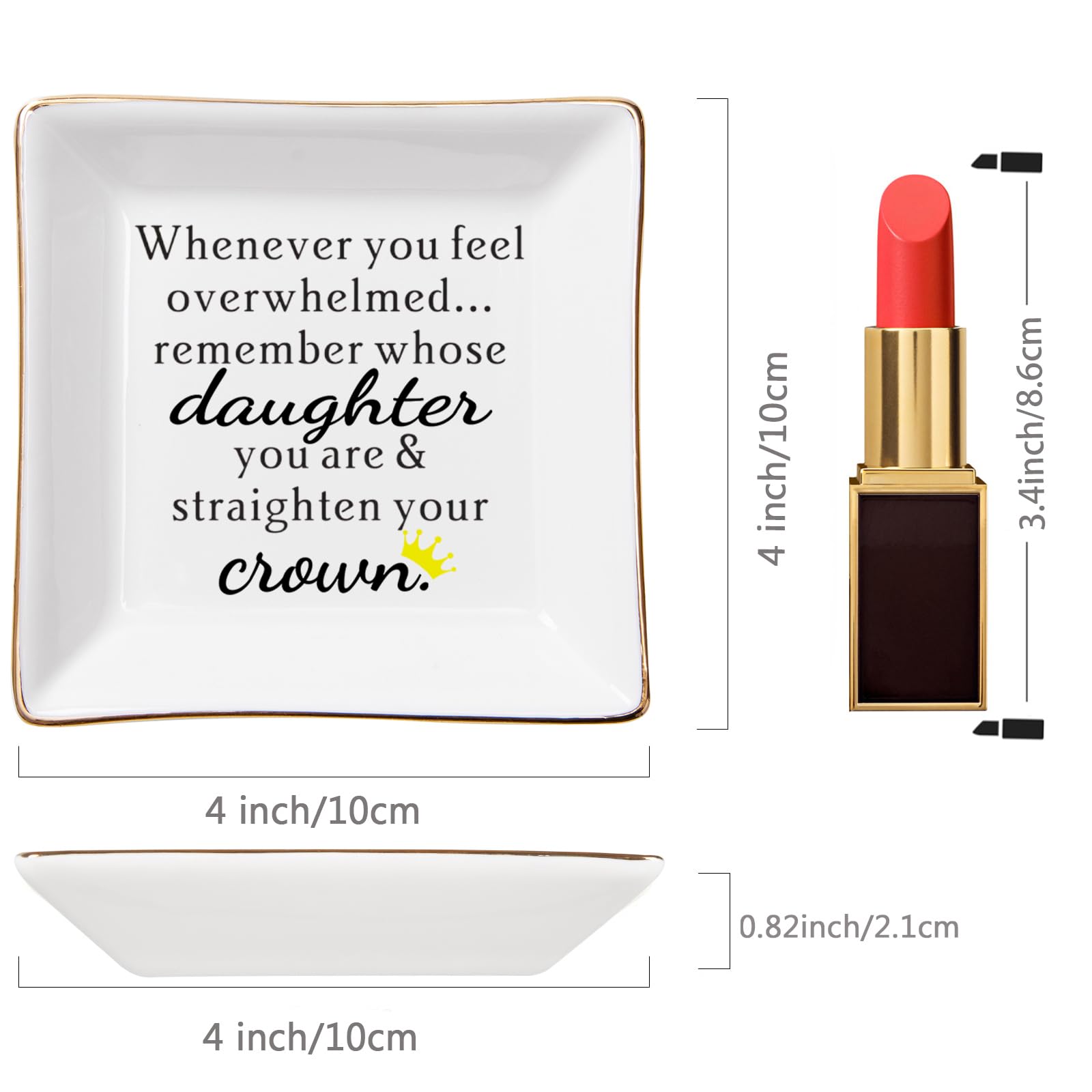Daughter Gift from Mom, Gifts for Daughter Ring Dish - When You Feel Overwhelmed...Straighten Your Crown, Christmas Birthday Gift for Daughter Adult Valentines Wedding Mothers' Day Gifts