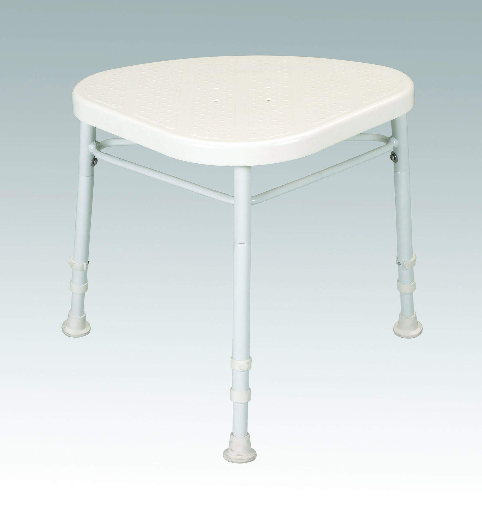 HOMECRAFT 91325463 White Line Aluminium Corner Shower Stool, Shower Chair for Elderly, Handicapped, and Disabled Users, Bath Chair for Stability and Support in the Bathroom, Tripod Seat, Bathroom Aid