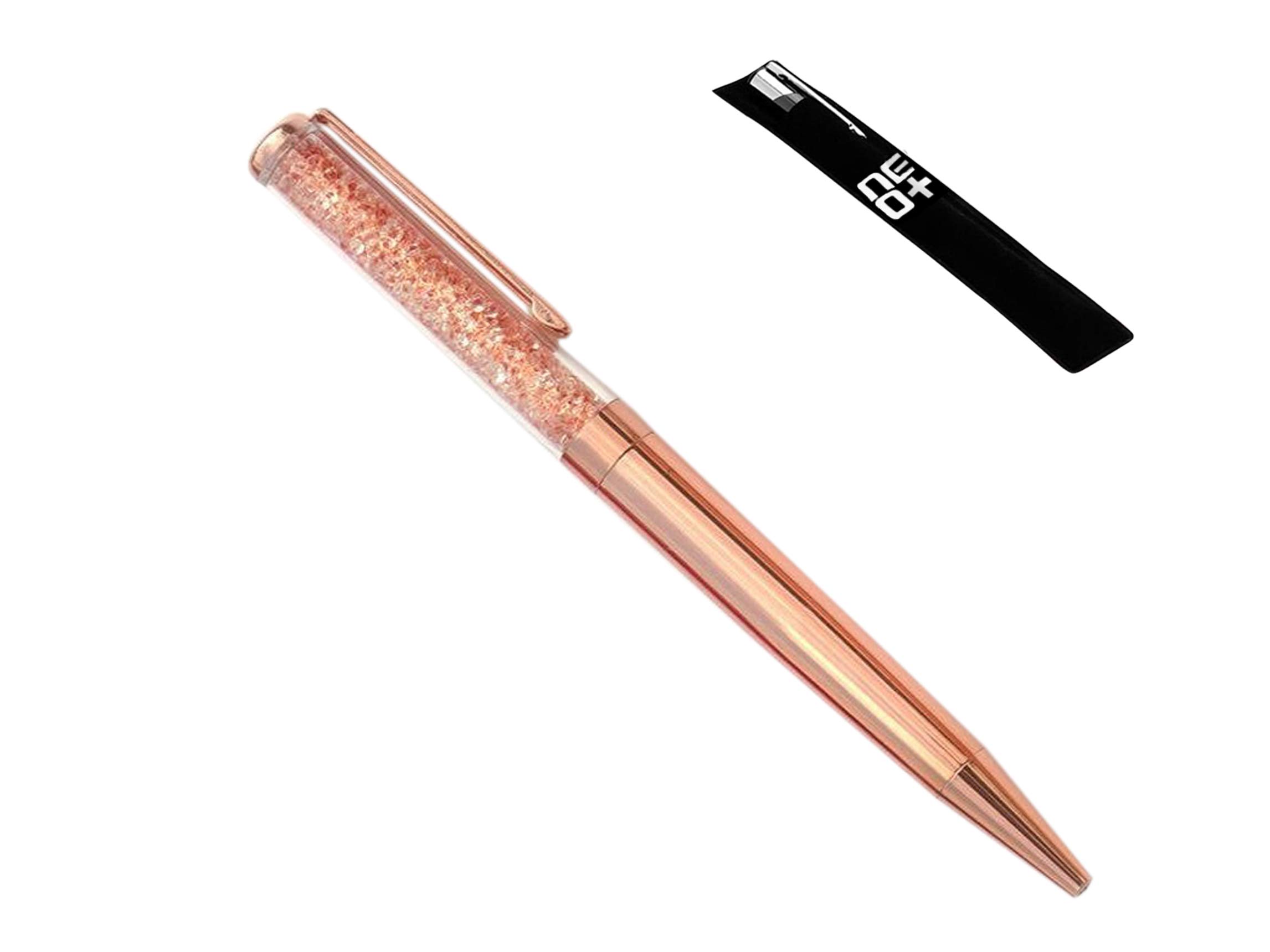 Quality Ballpoint Pen with Crystals - REFILL AND PEN POUCH INCLUDED (N+ FULL ROSE GOLD)