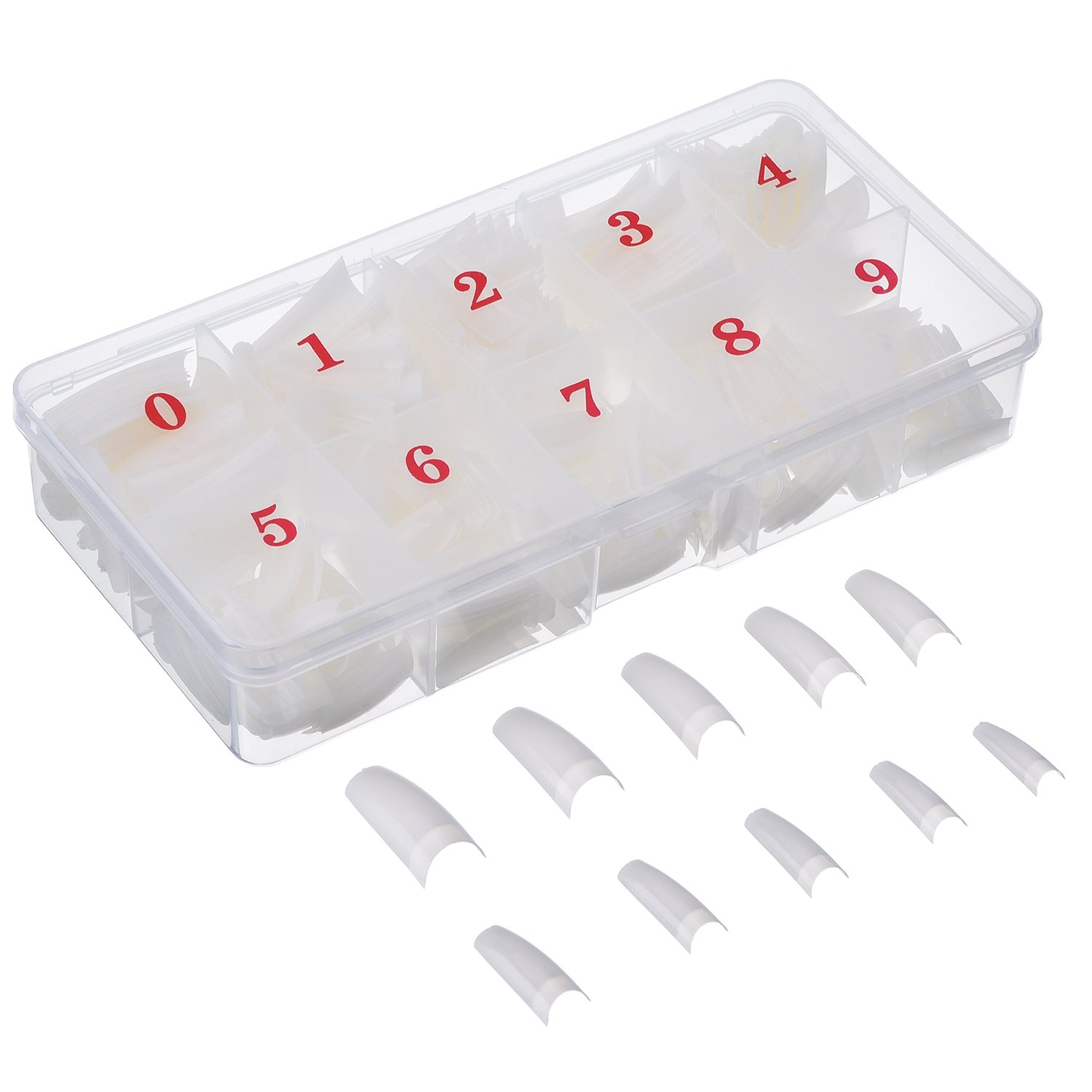 500 Pieces Acrylic Artificial False Nail DIY UV Gel Acrylic False Nail Art Tips (Translucent Natural French)