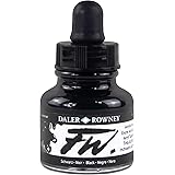 Daler-Rowney FW Acrylic Ink Bottle Black - Versatile Acrylic Drawing Ink for Artists and Students - High-Quality Permanent Ca