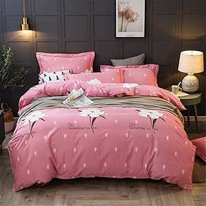 Funda de edredón rosa Cama de flores blanca completa en una bolsa