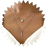 Allereyae Vintage Layered Bar Pendant Necklace Crystal Teardrop Necklace Gold Bar Necklace Rhinestone Choker Necklace Jewelry for Women (Gold)