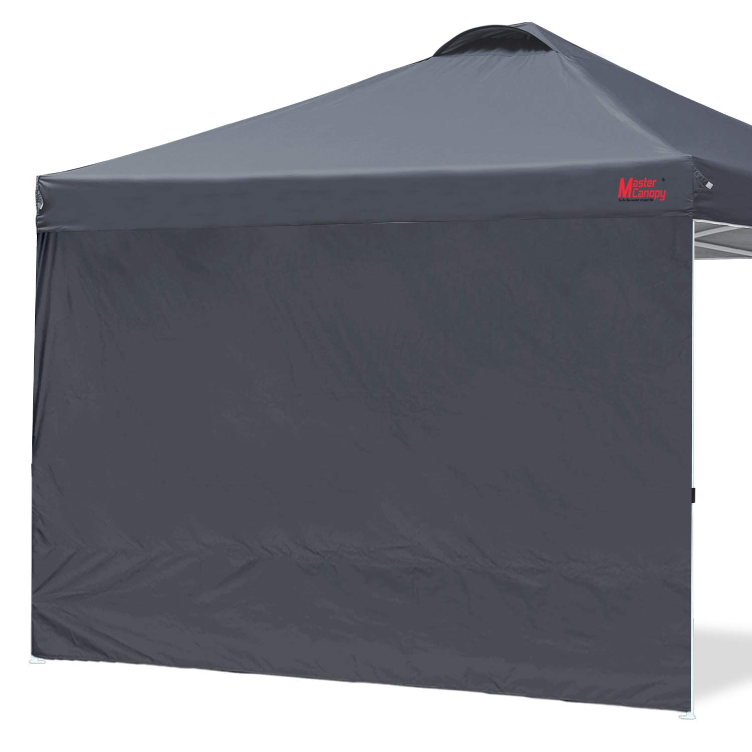 MASTERCANOPY Patio Pop Up Instant Shelter Beach Canopy with 1 Side Wall, Better Air Circulation Outdoor Canopy with Wheeled Carry Bag and 4 Sand Bags(10x10,Dark Gray)