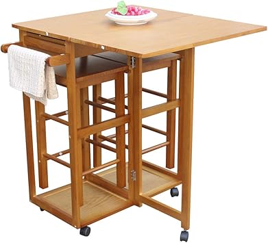 Amazon Com Kanizz Wood Top Kitchen Island Storage Cabinet Dining