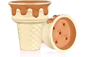 HAPYWAER Hookah Bowl Ceramic Shisha Tobacco Bowl Ice Cream Clay with Glaze Phunnel Hookah Shisha Bowl(brown)
