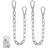 2 Pack 1/5 Inch Heavy Duty Chains, 30 Inch Swing Extension Chain with Carabiners, Adjustable 440LB Metal Hanging Chain for Indoor Outdoor Porch Swing Hammock Chair Punching Bags Gym Machines