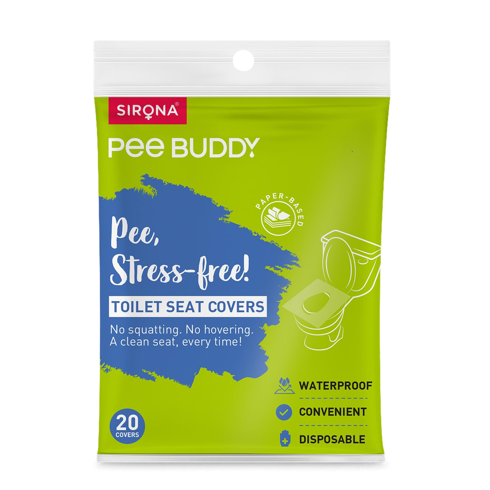 PEE BUDDY Flushable Disposable Toilet Seat Covers | Hygienic Protection for Kids, Adults, Pregnant Women | Nature-Friendly, Easy to Use & Dispose | for Travel & Public Toilets (Pack of 20)