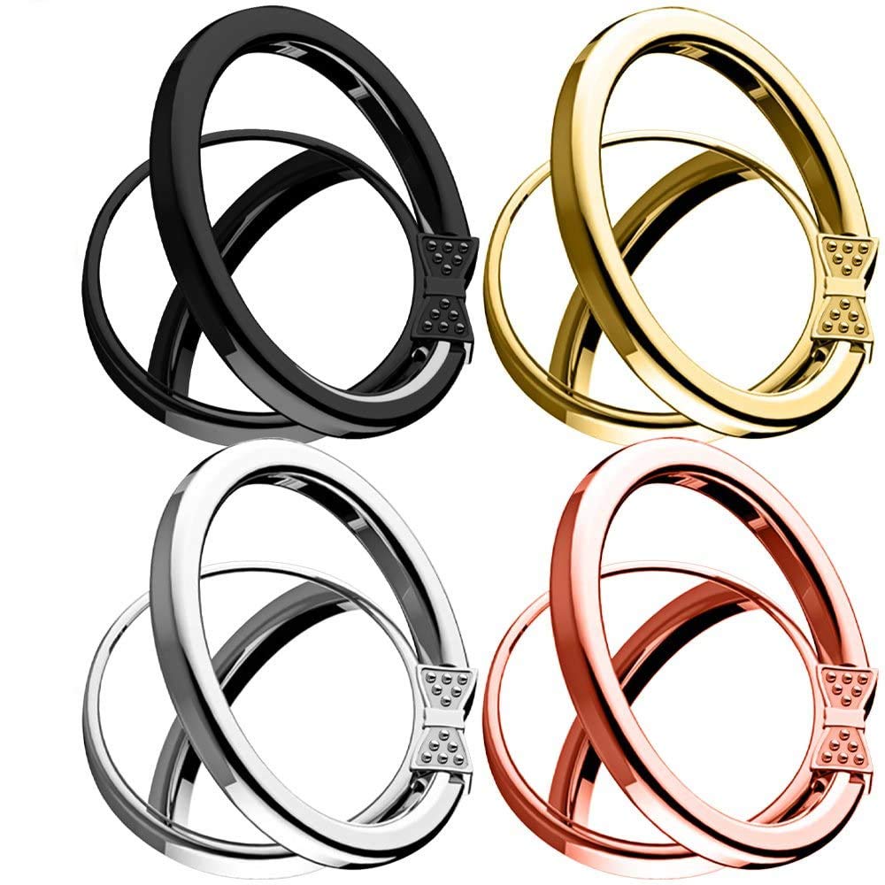 TALITARE Finger Ring Stand & Magnetic Mount Set, Pack of 4 Universal Thin 360 Degree Rotation Phone Rings & Air Vent Cell Phone Holder for Car, Compatible with All iPhone & Android Smartphones