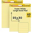 Post-it Super Sticky Easel Pad, 25 in x 30 in Sheets, Yellow Paper with Lines, 30 Sheets/Pad, 2 Pads/Pack, Great for Virtual Teachers and Students (561)