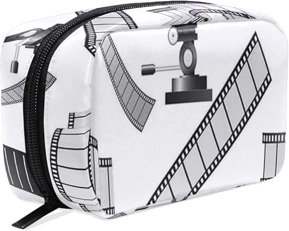 Amazon Patinisa化粧ポーチ 映写機のスレートとリールの映画産業をテーマにしたグレースケールイラスト 多機能 大容量 収納バッグ インナーバッグ 化粧品収納ポーチ メイクバッグ 旅行用 持ち運び便利 軽い Patinisa 化粧ポーチ 通販