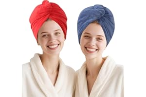 AGKXHDEC Microfiber Towel, Hair Turbans for Wet Hair, Drying Hair Wrap for Women(The Color of The Picture is for Reference only) (Dark Blue,Red)