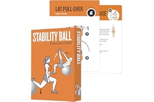ELAORY Stability Ball Workout Cards, 62 Exercises Cards Deck Large Size 5" x 3.5" Fitness Cards for Women & Men, Beginner Fitness Guide to Training Exercises at Home or Gym