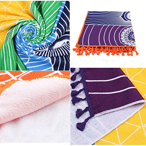 EverFabulous-Thick-Square-Bohemia-Mandala-Yoga-Blanket-Pure-Cotton-7-Chakra-Yoga-Towel-Tassels-Rainbow-Tapestry-Stripes-Beach-Towel-Yoga-Mat-with-Lucky-Beads-59x295-inch
