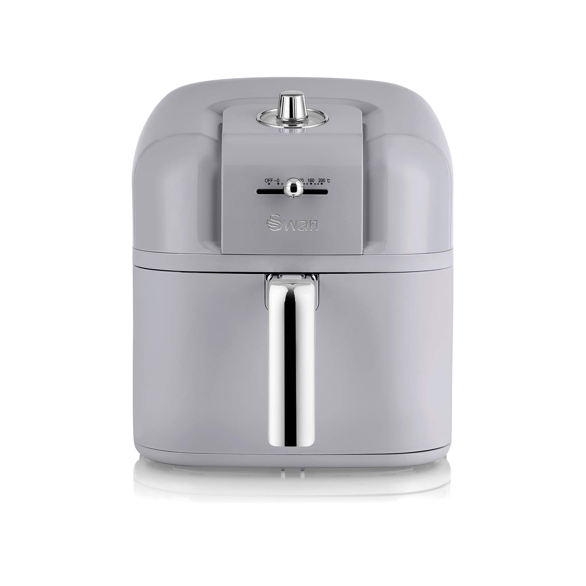 Swan SD10510GRN Retro 6L Manual Air Fryer with Rapid Air Circulation, Adjustable Temperature, 60 Minute Timer, 1800W Retro Grey