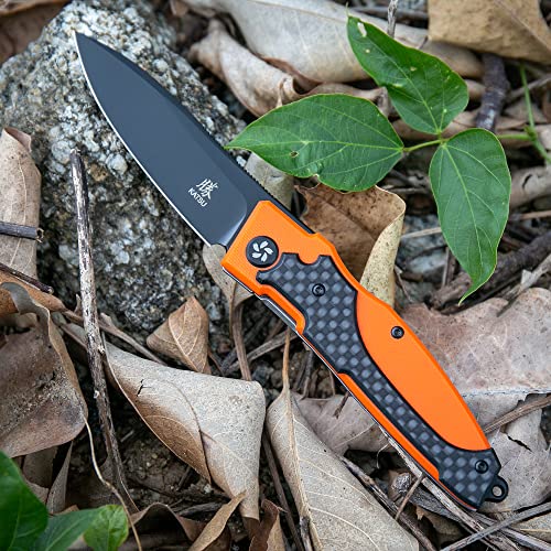 KATSU Japanese Folding Pocket Knife, Sakura Blade Nemoto Design (Orange