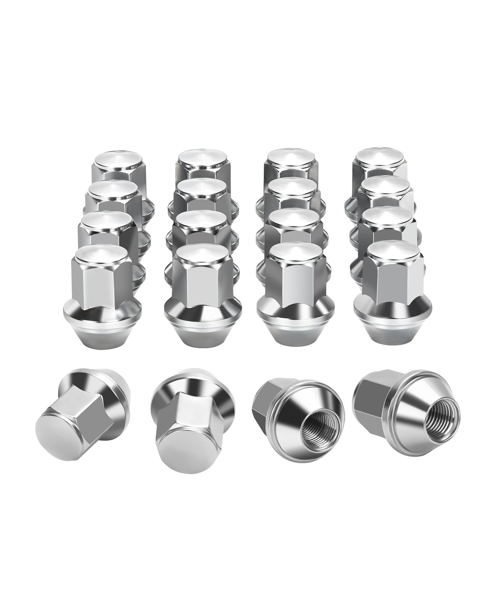 Photo 1 of 14x1.5 Ford OEM Lug Nut,14mmx1.5 Factory Lug Nuts for Mustang Edge Explorer Fusion Maverick,M14-1.5 One-Piece Design Factory Chrome Large Acorn Seat Wheel LugNuts for Stock Wheels Replace ACPZ-1012-M