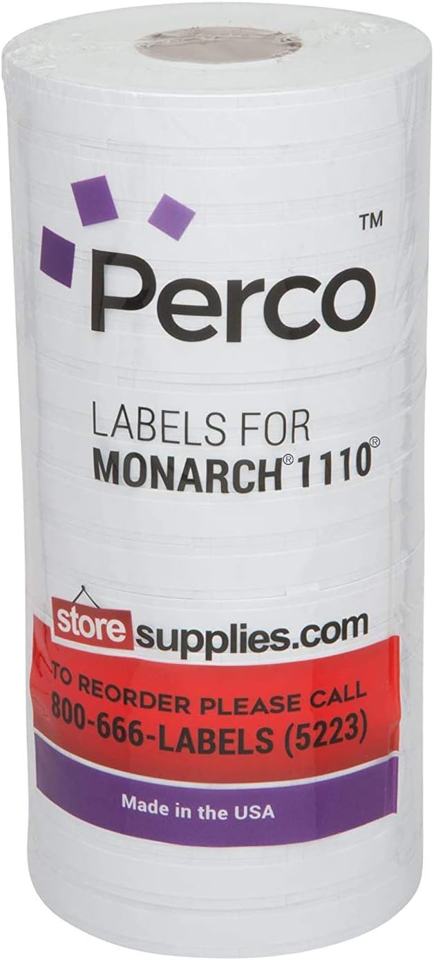 White Pricing Labels for Monarch 1110 Price Gun – Sixteen Rolls, 17, 000 Pricemarking Labels – Bonus Ink Roll Included : Office Products