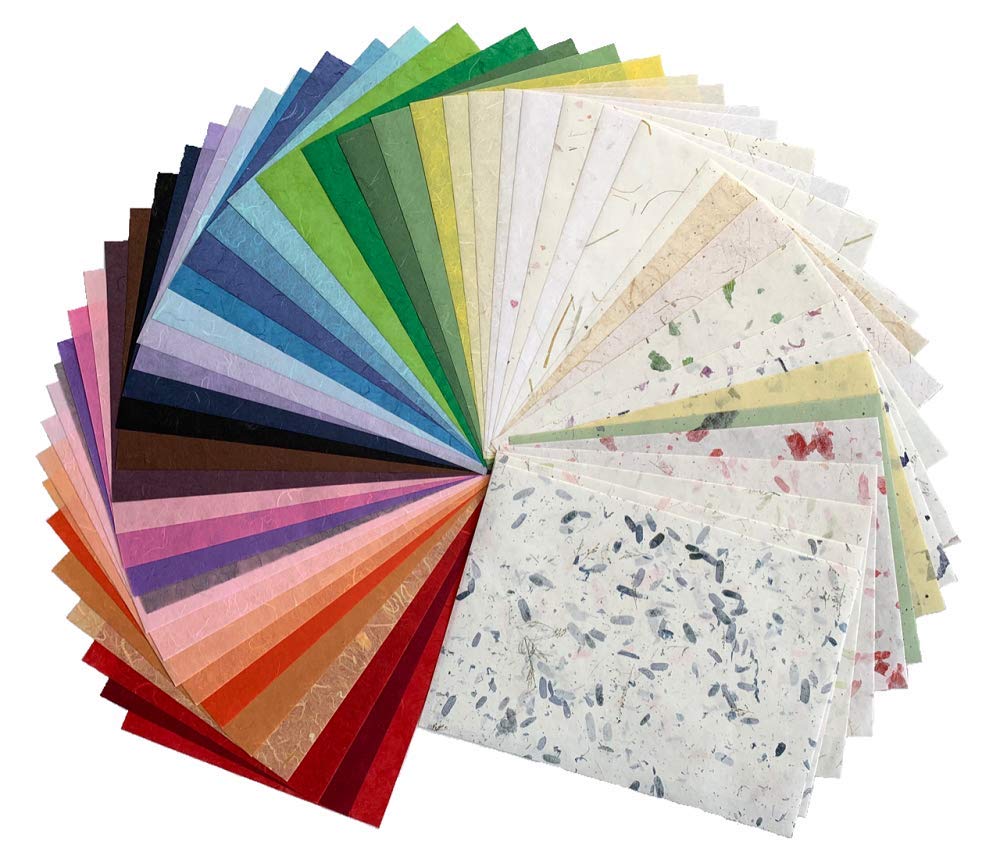 50 Sheets A4 Mulberry Paper for Origami and Washi Card Making, Mixed Color