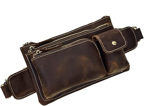 Amazon ウエストバッグ メンズ 本革 ボディバッグ レザー ワンショルダーバッグ 牛革 ウエスト鞄 軽便 長財布収納 スマホ収納 A6マチ拡張 ダークブラウン Luufan ボディバッグ ワンショルダー