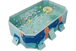 YEYGRIEM Foldable Swimming Pool, Rectangular Above Ground Swimming Pool for Outdoor Family Square Pool with Drain Plug and Drain Hole, Easy to Assemble (2.6m,Style C)